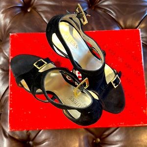 Black Guess heeled sandal, size 7 1/2